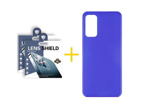 Pack 2 X Protector de Cámara trasera + Funda ACCETEL para Huawei P Smart 2021 Silicona Liso Azul