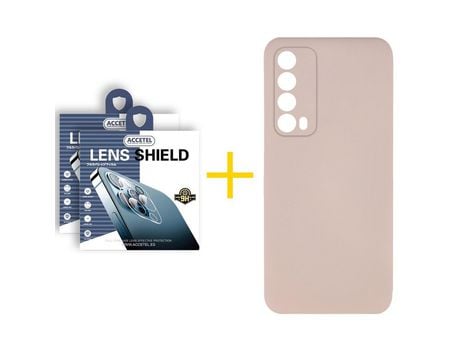 Pack 2 X Protector de Cámara trasera + Funda ACCETEL para Huawei P Smart 2021 Silicona Líquida Rosa