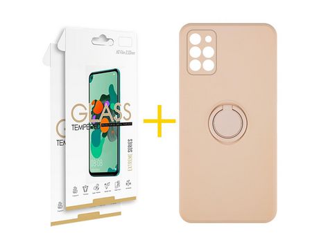 Pack 2 Películas 2.5D + Funda SKYHE por Samsung Galaxy A31 Gel O-Ring Morado
