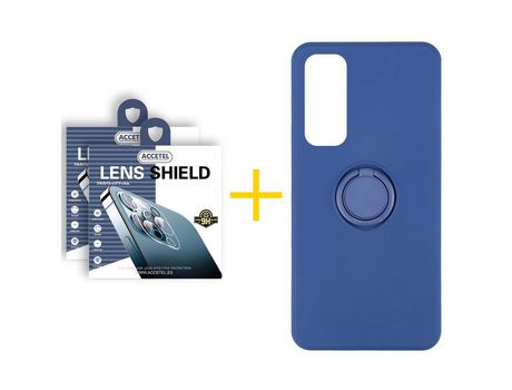 Pack 2 X Protector de Cámara trasera + Funda ACCETEL para Huawei P Smart 2021 Gel O-Ring Azul