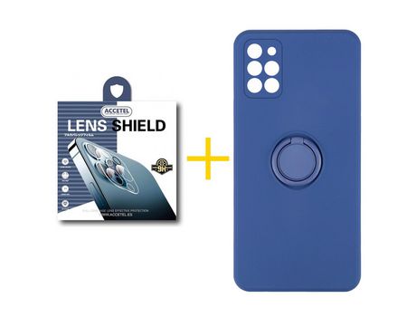 Pack 1 X Protector de Cámara trasera + Funda ACCETEL para Samsung Galaxy A31 Gel O-Ring Azul