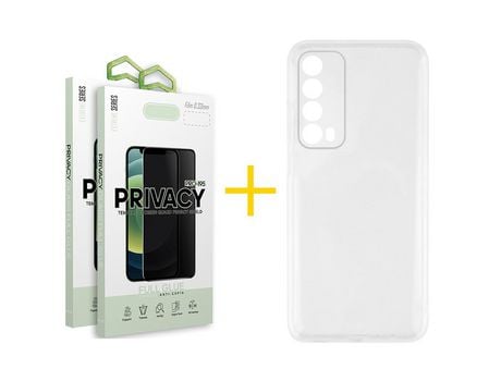 Pack 2 Películas Antiespia + Funda SKYHE por Huawei P Smart 2021 Silicona Líquida Incoloro Clear