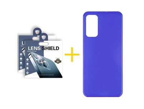 Pack 2 Películas de Cámara trasera + Funda SKYHE por Huawei P Smart 2021 Silicona Liso Azul