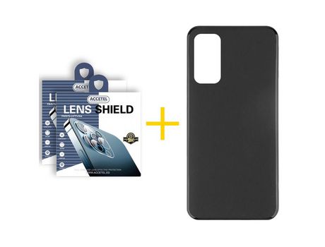 Pack 2 X Protector de Cámara trasera + Funda ACCETEL para Huawei P Smart 2021 Silicona Liso Negro