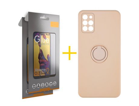 Pack 2 Películas Full + Funda SKYHE por Samsung Galaxy A31 Gel O-Ring Morado