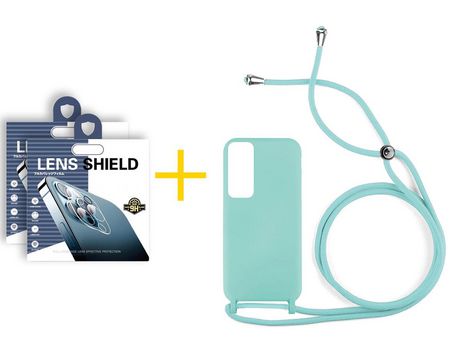 Pack 2 Películas de Cámara trasera + Funda SKYHE por Huawei P Smart 2021 Gel con Cordón Agua Verde