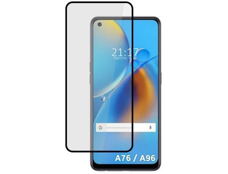 Película Cristal Templado Completo 5D Full Glue Negro para Oppo A76 / A96 Vidrio