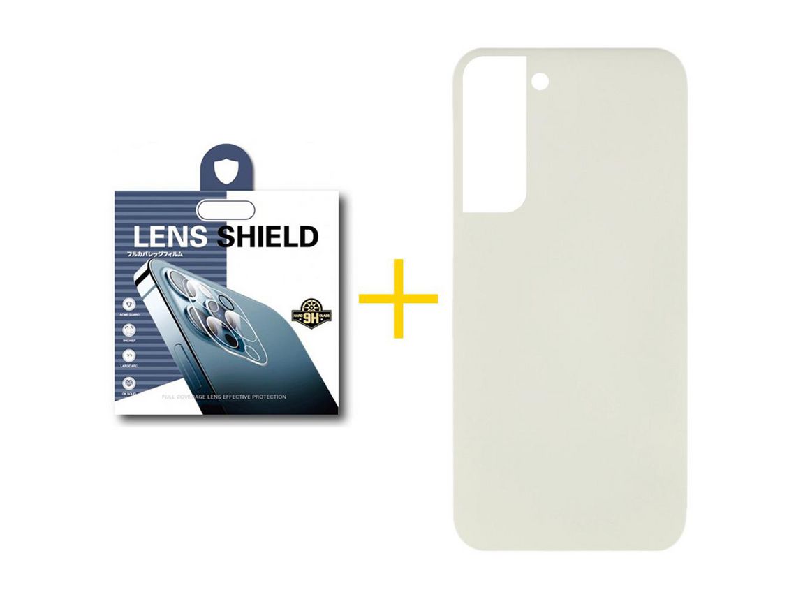 Pack 1 Película de Cámara Trasera + Funda para Samsung Galaxy S22 Plus 5G Silicona Líquida Arena