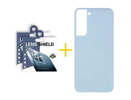 Pack 2 Películas de Cámara Trasera + Funda para Samsung Galaxy S22 Plus 5G Silicona Líquida Azul Claro