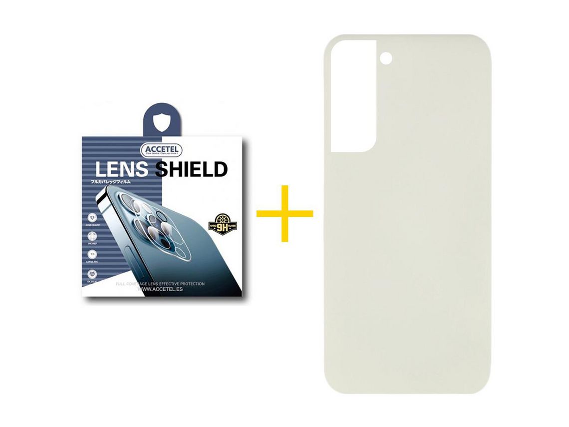 Pack 1 X Protector de Cámara Trasera + Funda para Samsung Galaxy S22 Plus 5G Silicona Líquida Arena