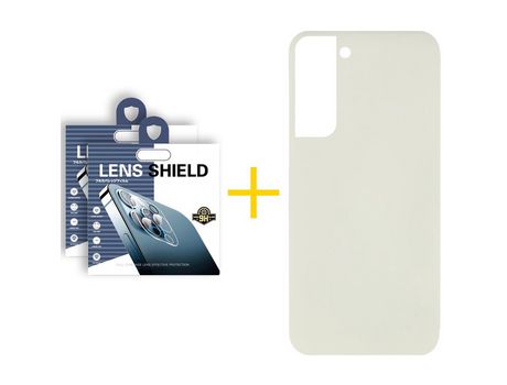 Pack 2 Películas de Cámara Trasera + Funda para Samsung Galaxy S22 Plus 5G Silicona Líquida Arena
