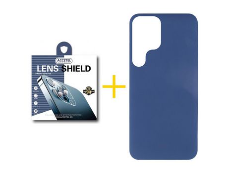 Pack 1 X Protector de Cámara Trasera + Funda para Samsung Galaxy S22 Ultra 5G Silicona Líquida Azul Oscuro