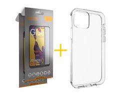 Pack 2 X Protector de Vidrio Templado Full + Funda ACCETEL para iPhone 13 Mini Silicona Liso Rojo