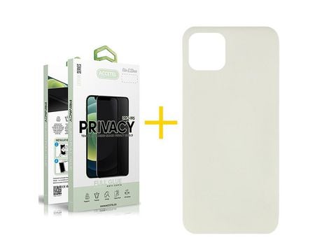 Pack 1 x Protector de Vidrio Templado Anti espía + Funda skyhe para iPhone 11 Pro Silicona Líquida Arena