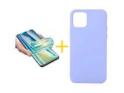 Pack 1 Película + Funda SKYHE para Apple iPhone 13 Pro Silicona Líquida Morado