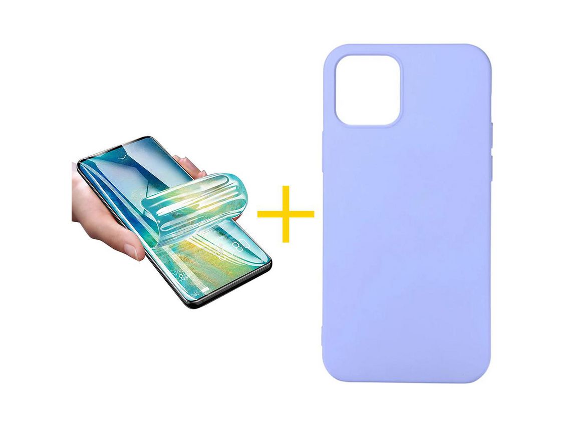 Pack 1 Película + Funda SKYHE para Apple iPhone 13 Pro Silicona Líquida Morado