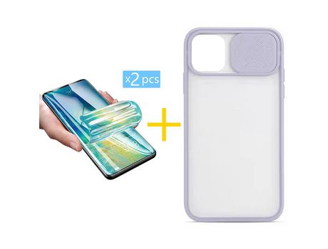 Pack 2 Películas + Funda SKYHE para Apple iPhone 13 Mini Gel Protteción Cámara Violeta