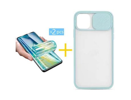 Pack 2 Películas + Funda SKYHE para Apple iPhone 13 Pro Max Gel Protteción Cámara Verde-Mar