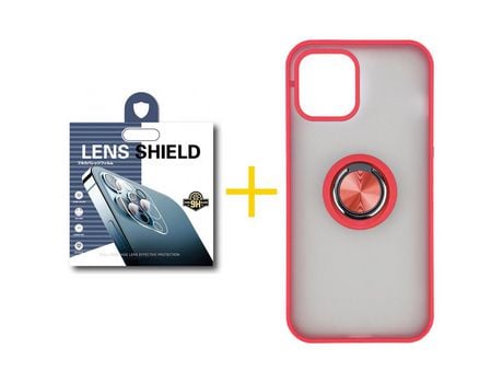 Pack 1 Película de Cámara Trasera + Funda SKYHE para Apple iPhone 13 Pro Gel Bumper con Anillo Rojo