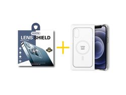 Pack 1 X Protector de Cámara Trasera + Funda ACCETEL para iPhone 13 Compatible con Magsafe Magnético Transparente Clear