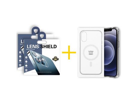 Pack 2 Películas de Cámara Trasera + Funda SKYHE para Apple iPhone 13 Mini Compatible con Magsafe Magnético Incoloro Clear