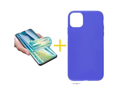 Pack 1 Película + Funda SKYHE para Apple iPhone 13 Mini Silicona Liso Azul