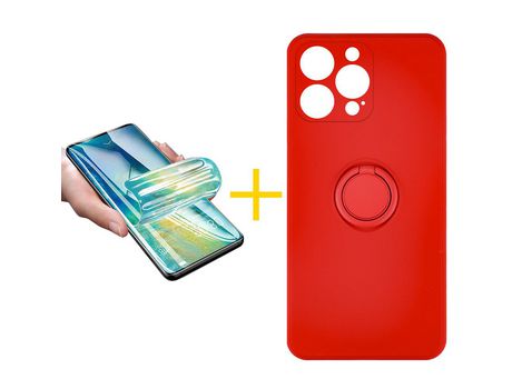 Pack 1 Película + Funda SKYHE para Apple iPhone 13 Pro Max Gel O-Ring Rojo