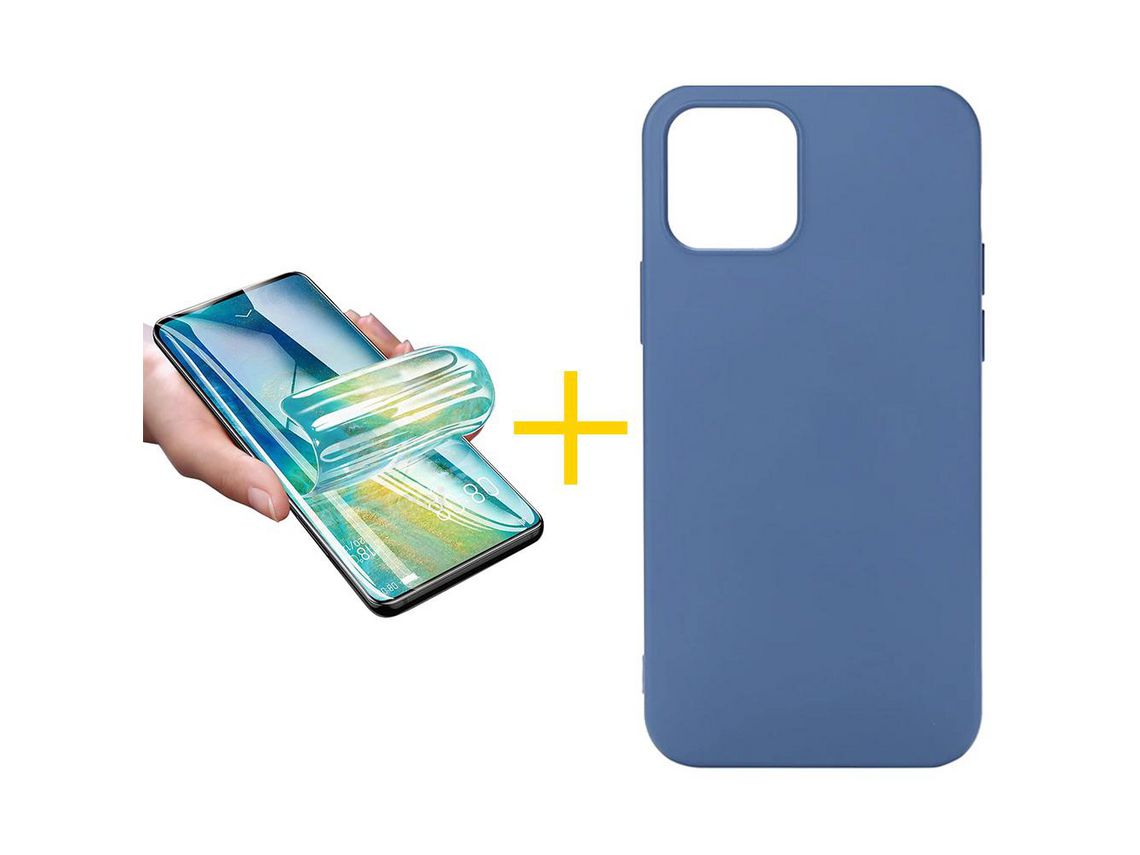 Pack 1 Película + Funda SKYHE para Apple iPhone 13 Pro Silicona Líquida Azul