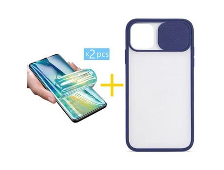Pack 2 Películas + Funda SKYHE para Apple iPhone 13 Pro Max Gel Protteción Cámara Azul Oscuro