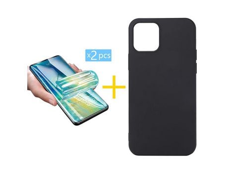 Pack 2 Películas + Funda SKYHE para Apple iPhone 13 Mini Silicona Líquida Negro