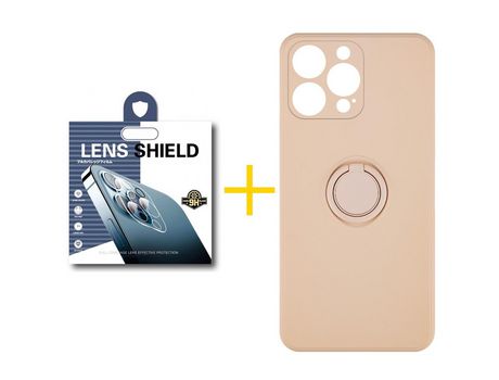 Pack 1 Película de Cámara Trasera + Funda SKYHE para Apple iPhone 13 Pro Gel O-Ring Rosa Pastel