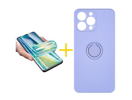 Pack 1 Película + Funda SKYHE para Apple iPhone 13 Pro Max Gel O-Ring Morado