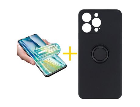 Pack 1 Película + Funda SKYHE para Apple iPhone 13 Pro Max Gel O-Ring Negro