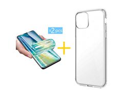 Pack 2 Películas + Funda SKYHE para Apple iPhone 13 Silicona Líquida Incoloro Clear