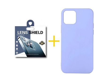 Pack 1 Película de Cámara Trasera + Funda SKYHE para Apple iPhone 13 Pro Max Silicona Líquida Morado