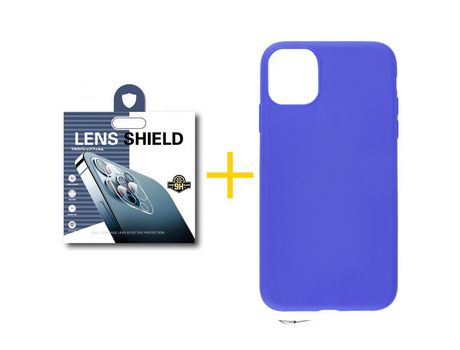 Pack 1 Película de Cámara Trasera + Funda SKYHE para Apple iPhone 13 Pro Max Silicona Liso Azul