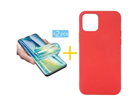 Pack 2 Películas + Funda SKYHE para Apple iPhone 13 Mini Silicona Líquida Rojo