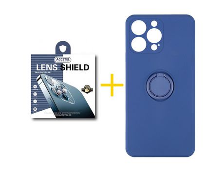 Pack 1 X Protector de Cámara Trasera + Funda ACCETEL para iPhone 13 Pro Max Gel O-Ring Azul