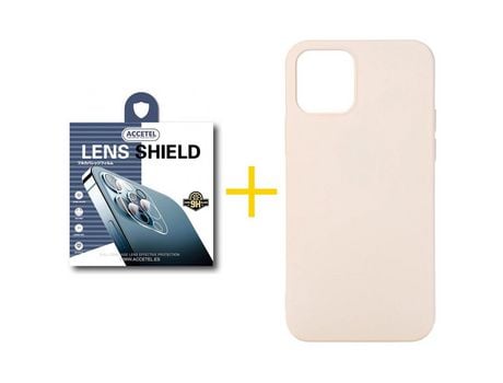 Pack 1 X Protector de Cámara Trasera + Funda ACCETEL para iPhone 13 Pro Max Silicona Líquida Rosa