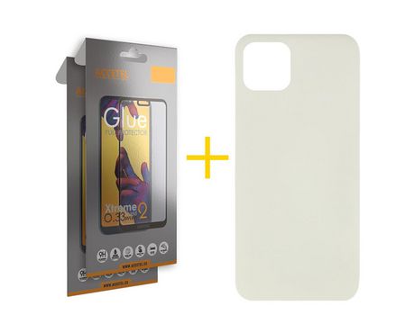 Pack 2 x Protector de Vidrio Templado Full + Funda ACCETEL para iPhone 12 Pro Silicona Líquida Arena