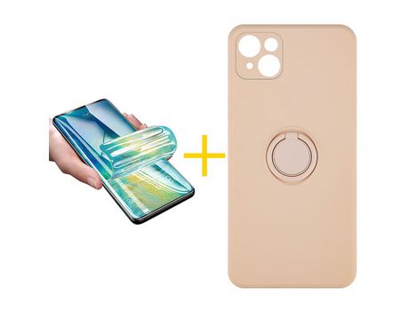 Pack 1 Película + Funda SKYHE para Apple iPhone 13 Mini Gel O-Ring Rosa Pastel