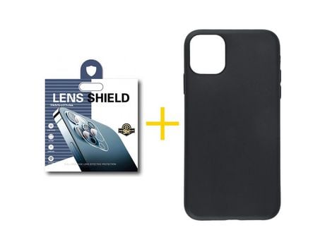 Pack 1 Película de Cámara Trasera + Funda SKYHE para Apple iPhone 13 Pro Max Silicona Liso Negro