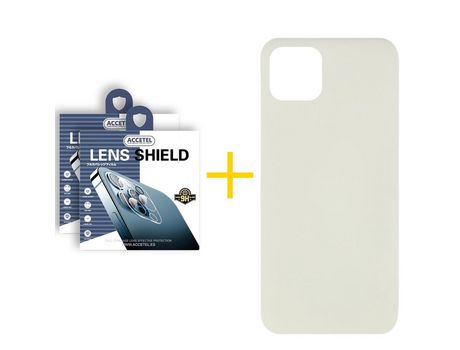 Pack 2 X Protector de Cámara Trasera + Funda ACCETEL para iPhone 13 Pro Max Silicona Líquida Arena