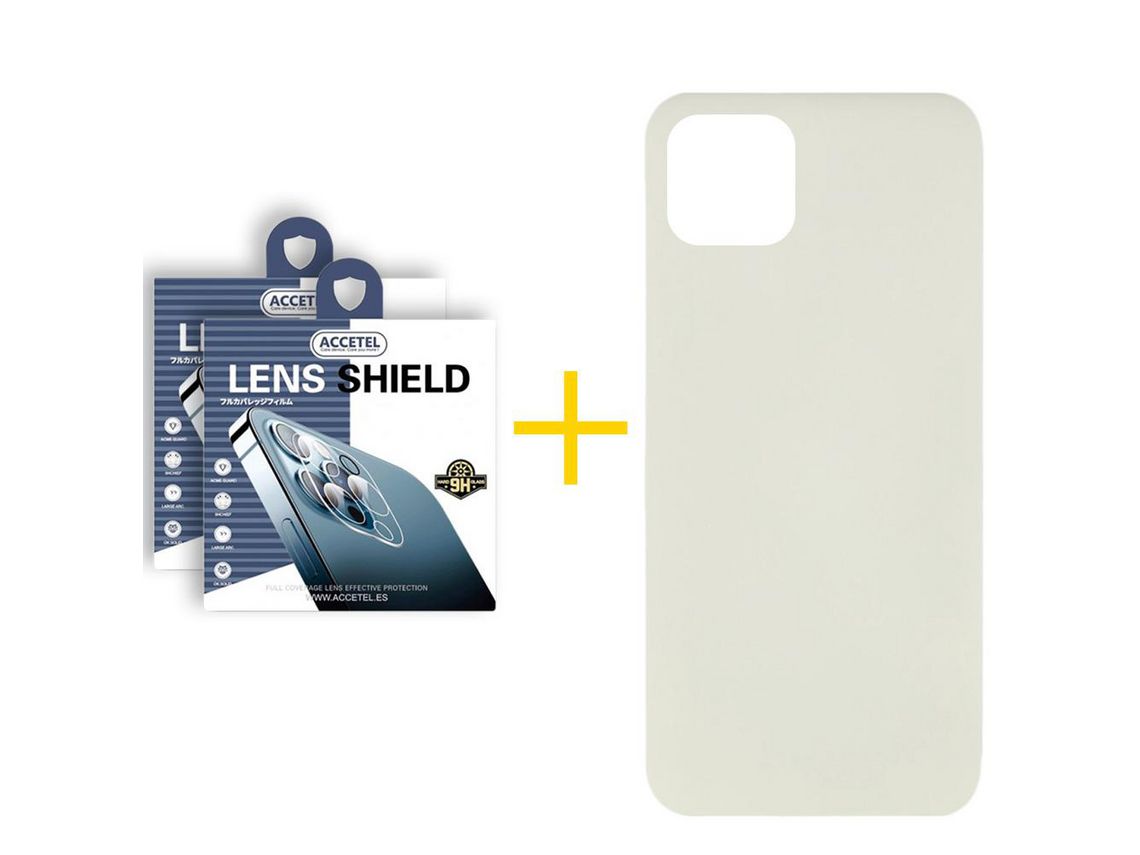 Pack 1 x Protector de Cámara + Funda ACCETEL para iPhone 11 Pro Max Silicona Líquida Arena