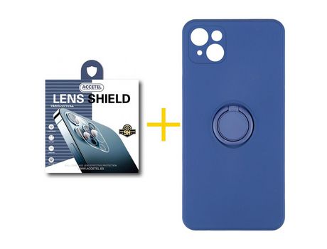 Pack 1 X Protector de Cámara Trasera + Funda ACCETEL para iPhone 13 Mini Gel O-Ring Azul