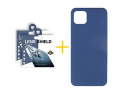 Pack 2 Películas de Cámara Trasera + Funda SKYHE para Apple iPhone 13 Pro Silicona Líquida Azul