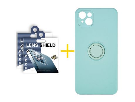 Pack 2 Películas de Cámara Trasera + Funda SKYHE para Apple iPhone 13 Mini Gel O-Ring Verde-Auga