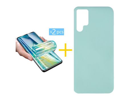 Carcasa + 2 Protectores de Pantalla para Samsung Galaxy S22 Plus 5G SKYHE Verde Agua