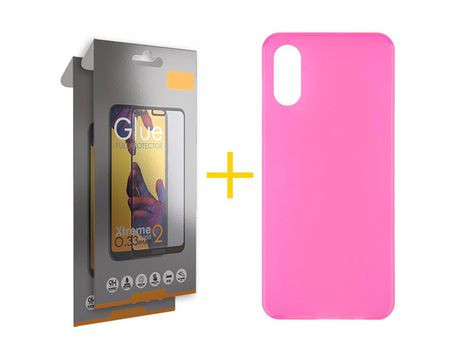 Pack 2 Películas Full + Funda SKYHE por Apple iPhone XS Max Silicona Liso Rosa