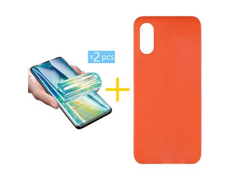 Pack 2 X Protector de Vidrio Templado Hidrogel + Funda ACCETEL para iPhone XS Max Silicona Liso Rojo